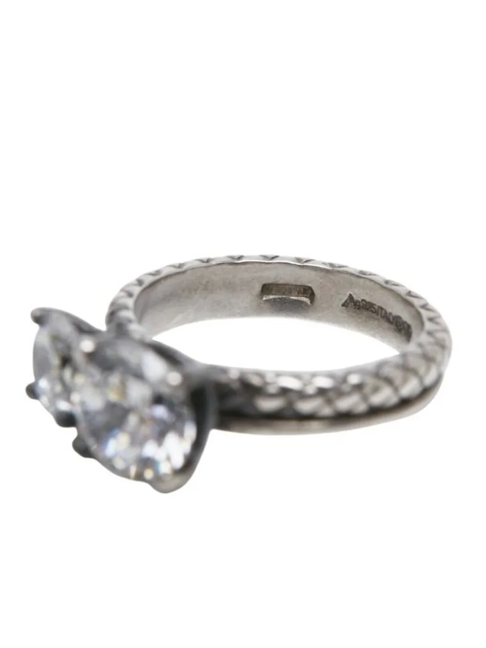 Bottega Veneta Intrecciato Ring Silver Cubic Zirconia